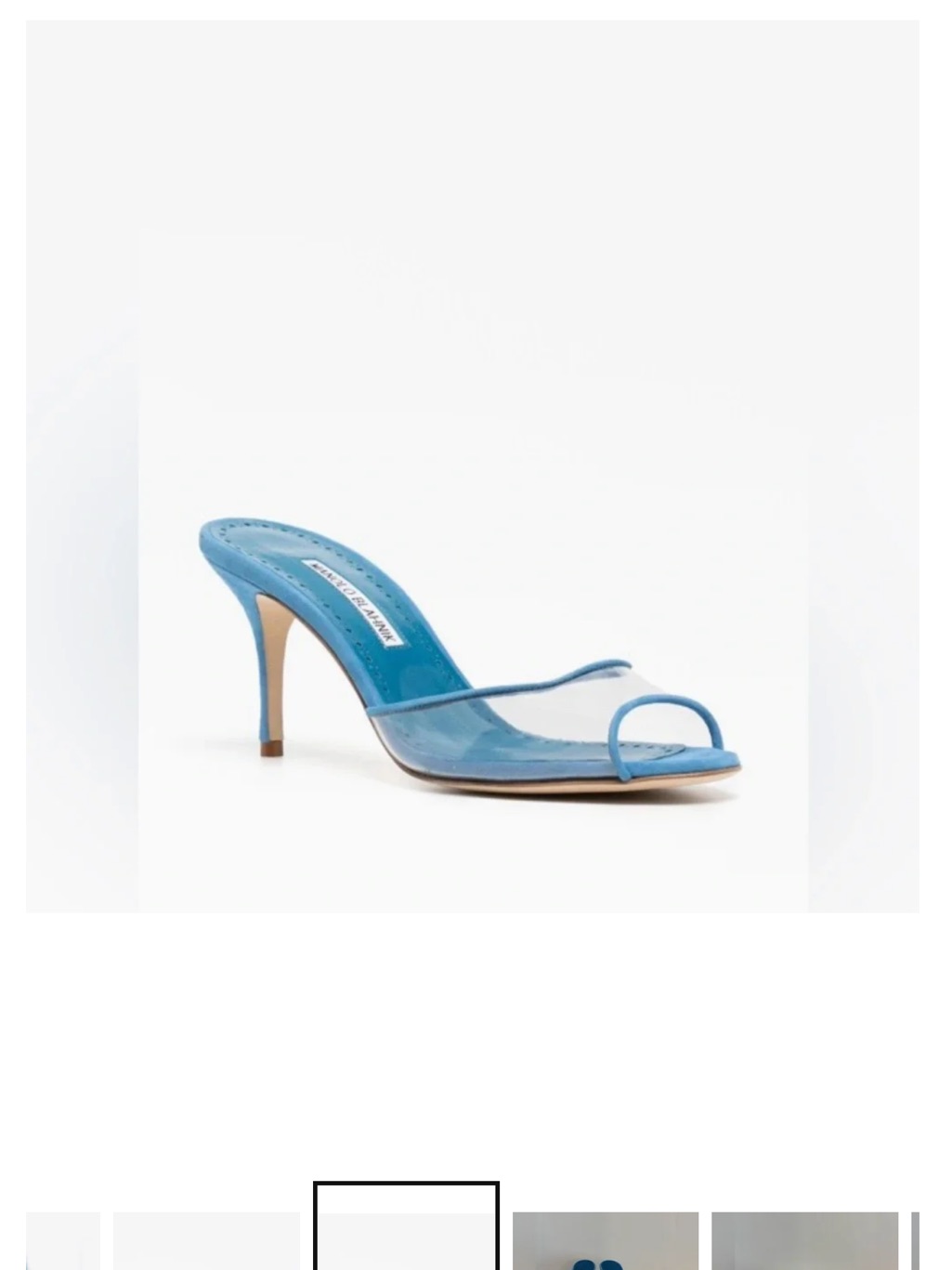 Manolo Blahnik Sky Blue Patent Leather Open-Toe Mule